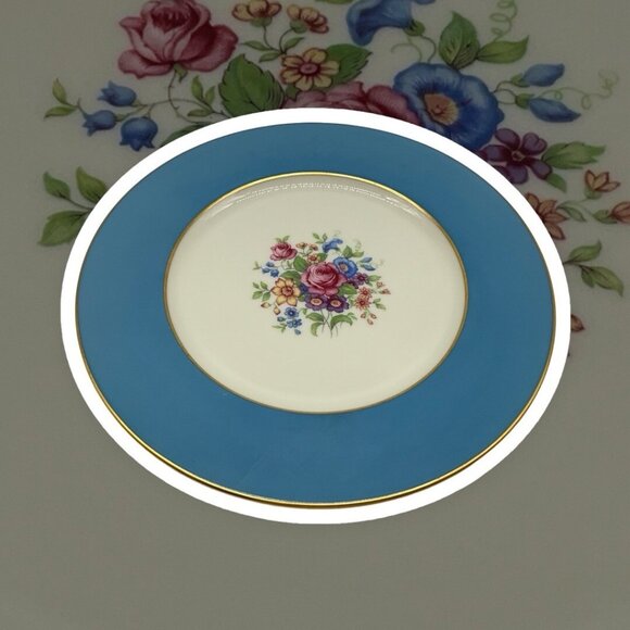 LENOX Stradivarius Turquoise Blue Smooth Edge Dinner Plate Vintage USA Collectib - Picture 6 of 16